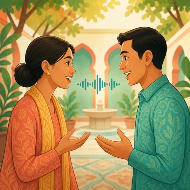 Two learners practicing a tailored conversation